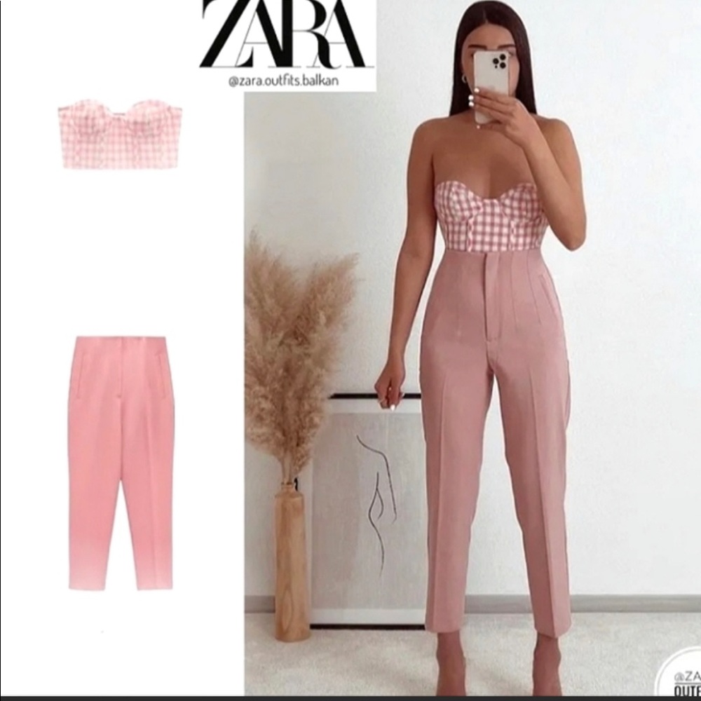 New Zara Pink High waisted Trousers Size XS